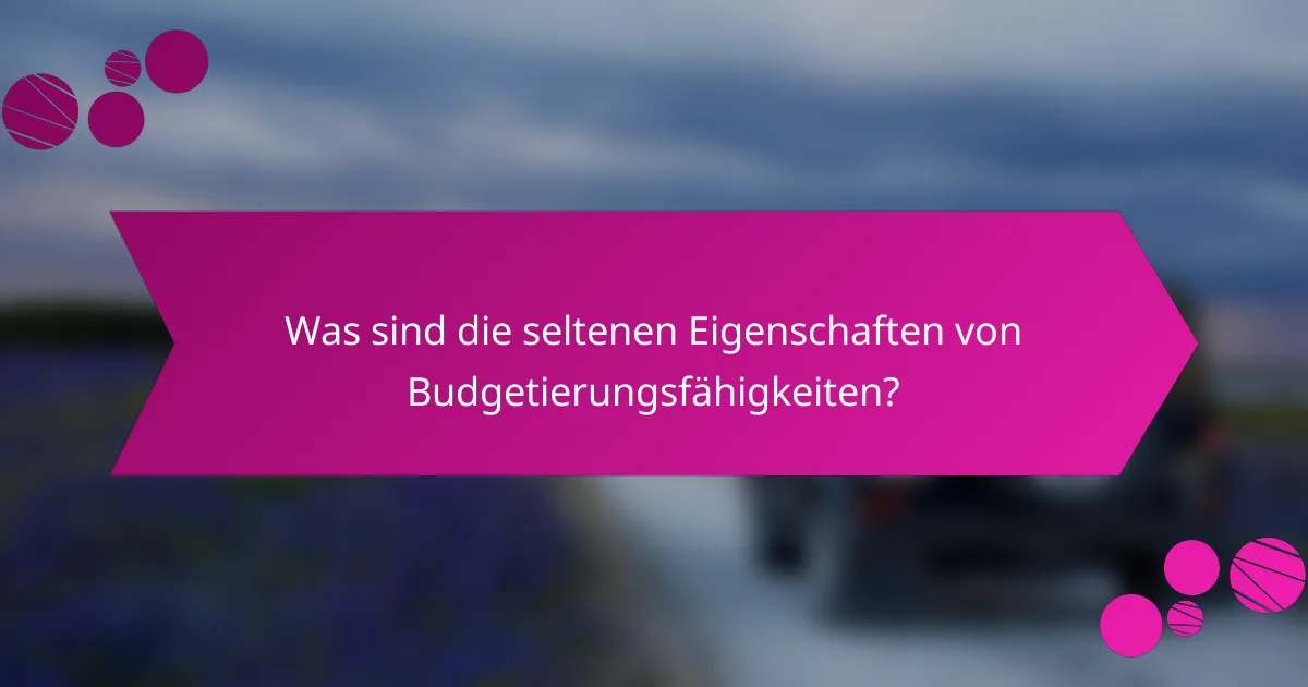 Was sind die seltenen Eigenschaften von Budgetierungsfähigkeiten?