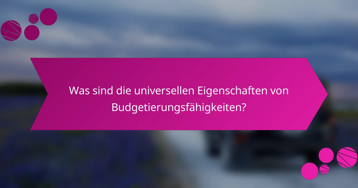 Was sind die universellen Eigenschaften von Budgetierungsfähigkeiten?