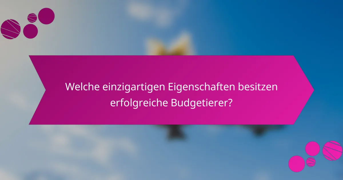 Welche einzigartigen Eigenschaften besitzen erfolgreiche Budgetierer?