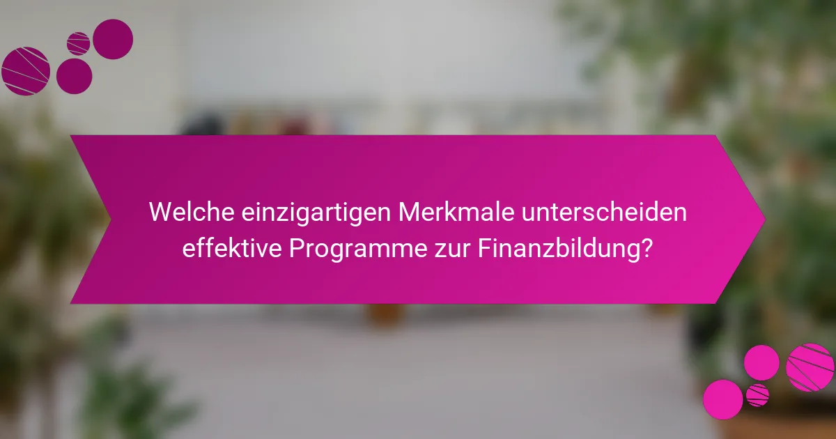 Welche einzigartigen Merkmale unterscheiden effektive Programme zur Finanzbildung?