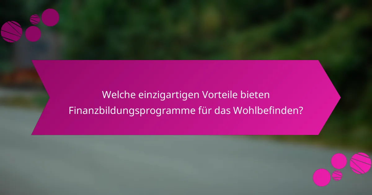 Welche einzigartigen Vorteile bieten Finanzbildungsprogramme für das Wohlbefinden?