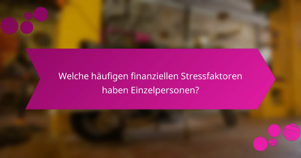 Welche häufigen finanziellen Stressfaktoren haben Einzelpersonen?