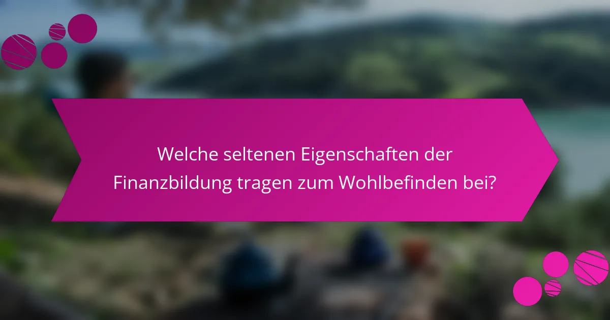 Welche seltenen Eigenschaften der Finanzbildung tragen zum Wohlbefinden bei?