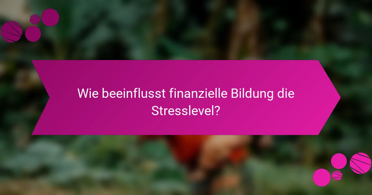 Wie beeinflusst finanzielle Bildung die Stresslevel?