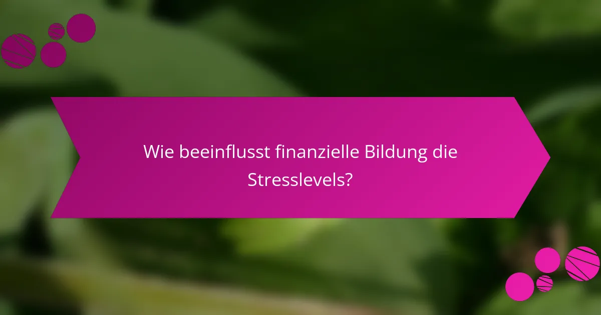 Wie beeinflusst finanzielle Bildung die Stresslevels?
